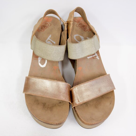 OTBT | Bushnell Gold Leather Platform Wedge Sandals Women's Size 10 - Picture 11 of 11
